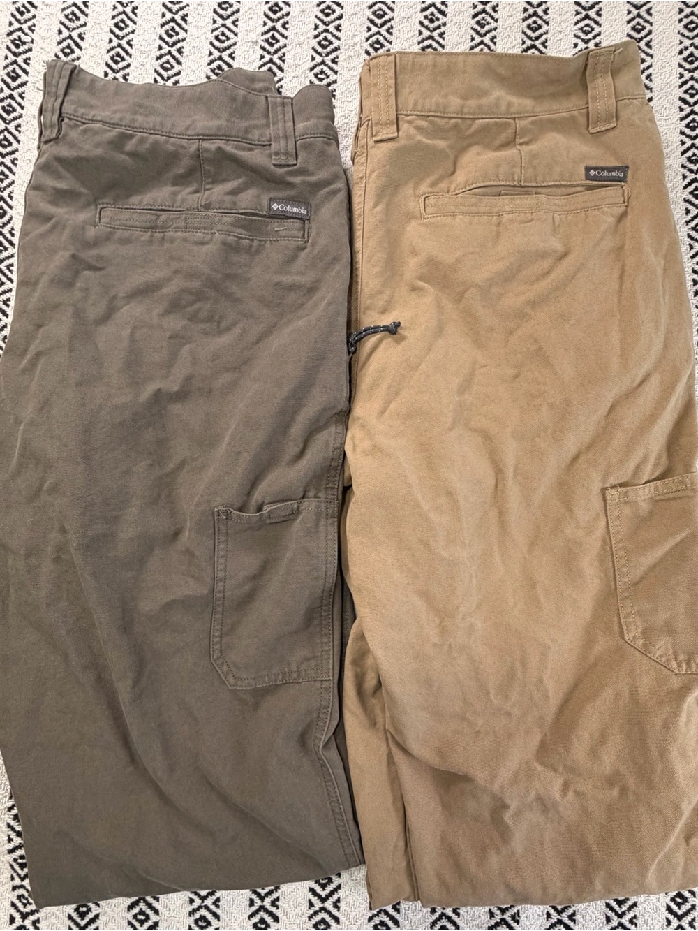 Lot 2 Columbia Men’s Pants 38x31 Hiking Casual Cargo Tan Brown Olive Army Green